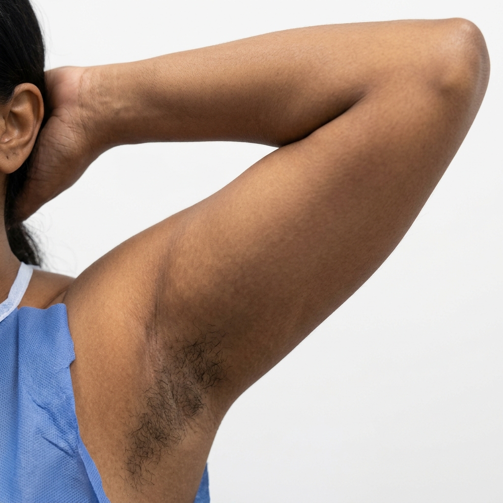 Underarm area before laser hair removal Indian skin tone