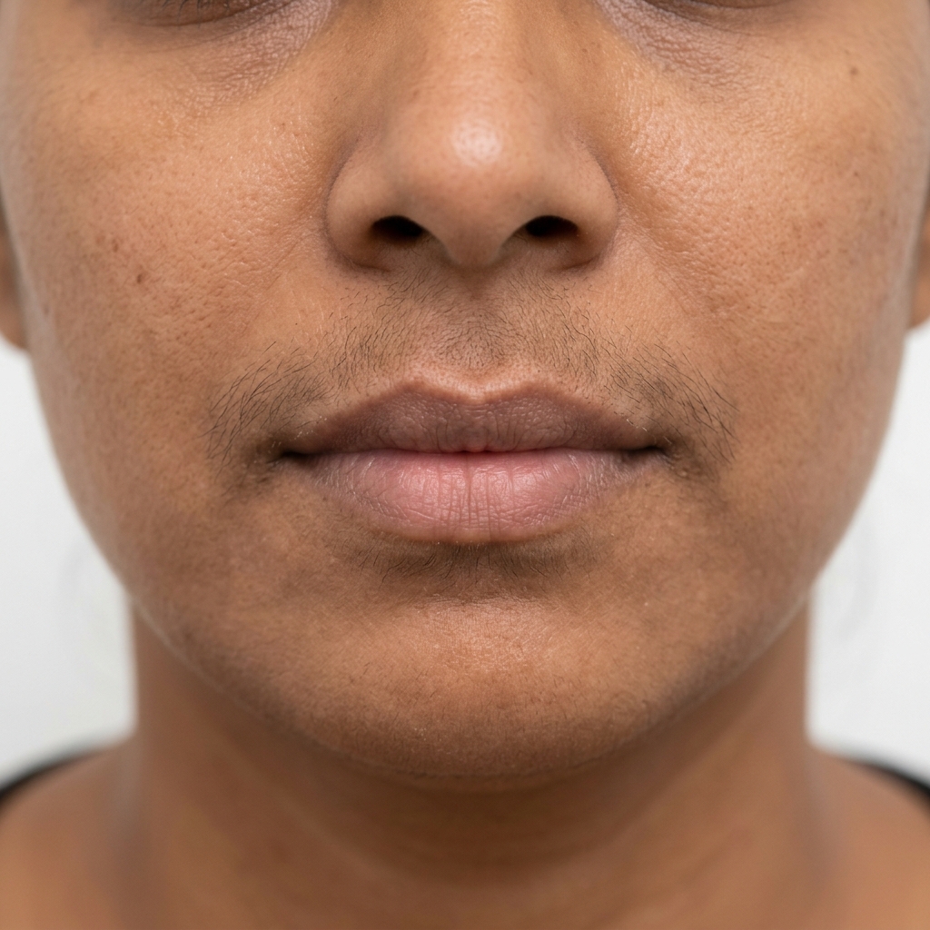 Upper lip area before laser hair removal Indian skin tone