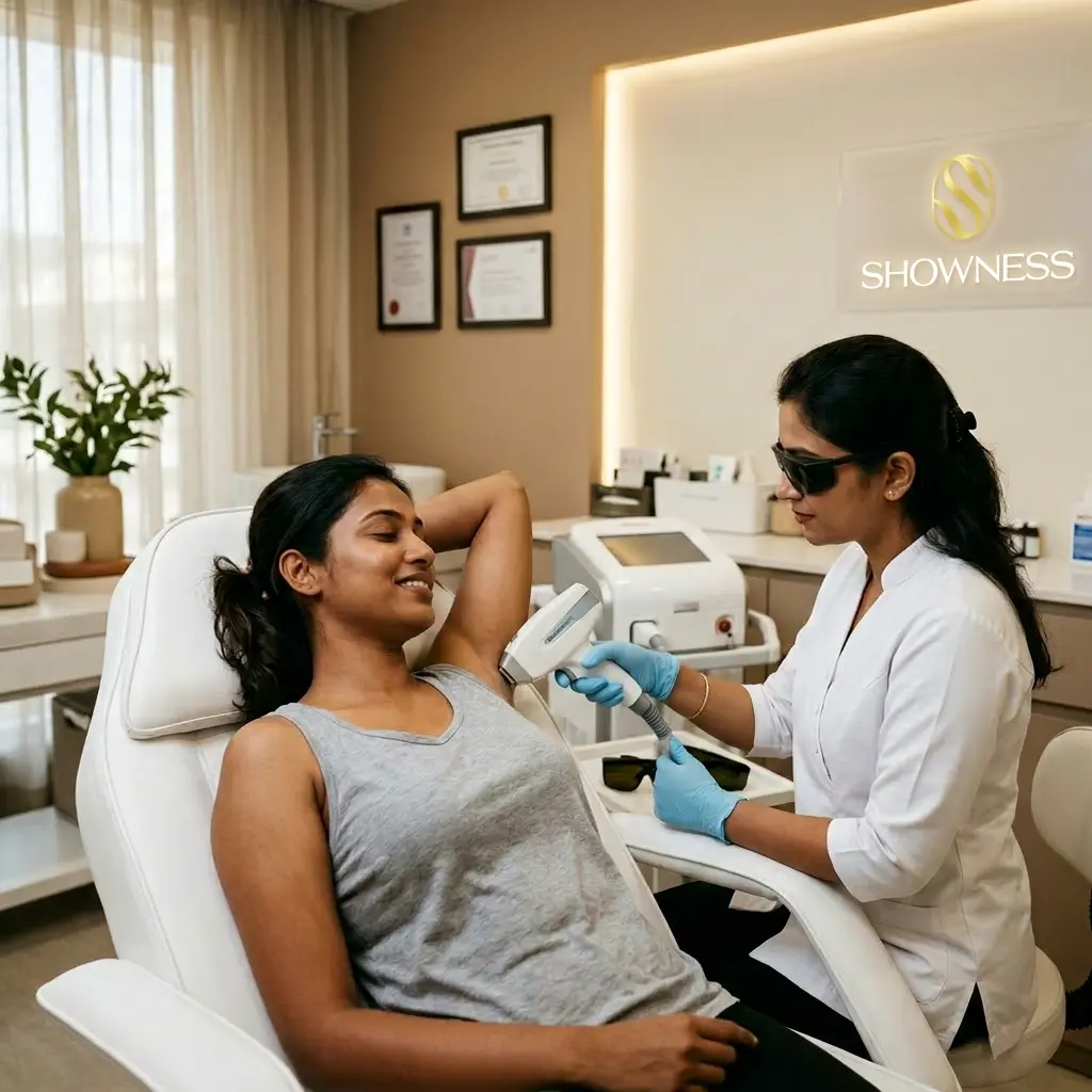 Laser hair removal treatment at Showness Care clinic in Hyderabad